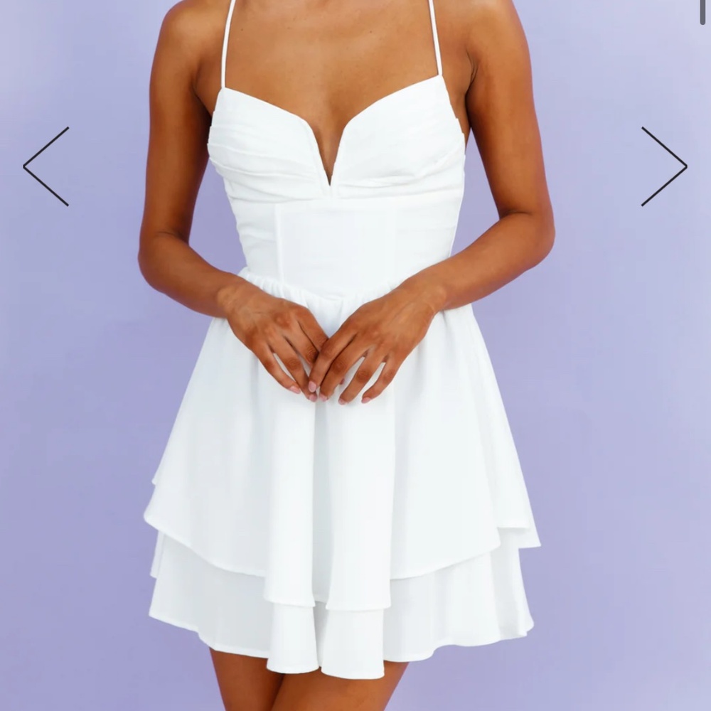 Hello Molly RADIATING WORDS DRESS WHITE